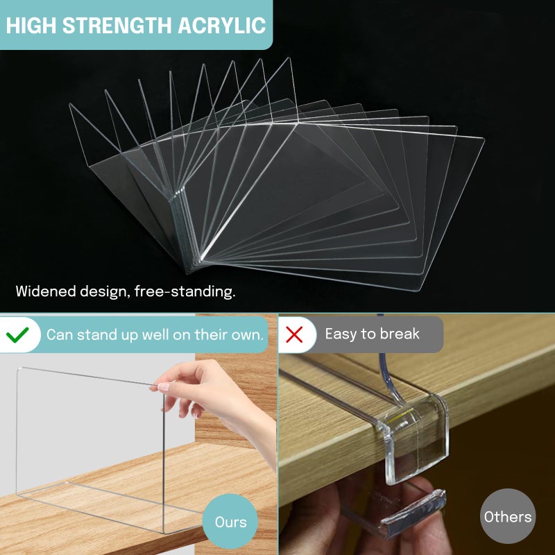 OKPOW Acrylic Shelf Dividers for Closet Organization: 8 Pack Tall Durable Clear Shelves Separators for Clothing Adjustable - Image 2